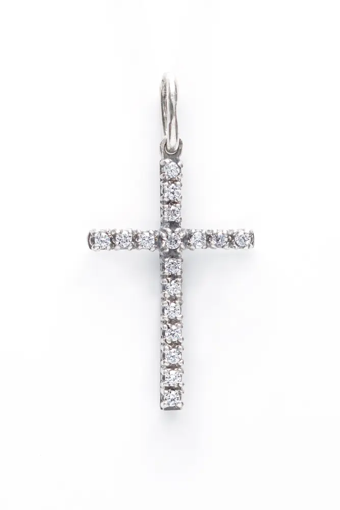 Neck cross №44 / cubic zirconia silver