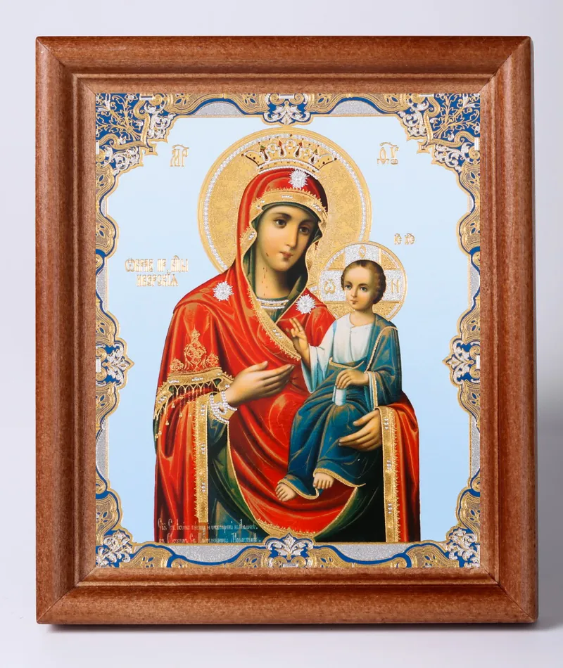 Icon in wooden frame №1 11×13 double embossing Iveron Mother of God 3