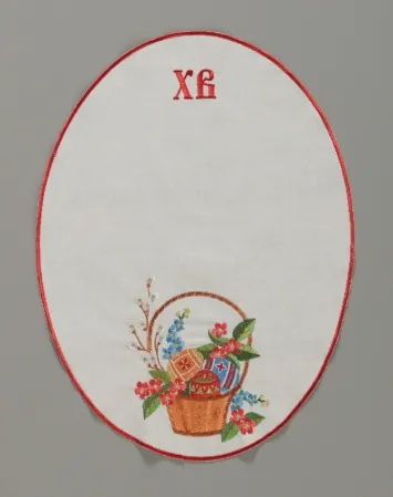 Embroidered church Easter napkin linen oval 28×38 cm (pattern in assortment) №13