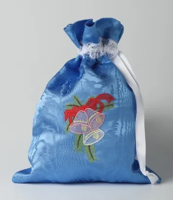 Pouch for Christmas gifts with machine embroidery 21×28 №3