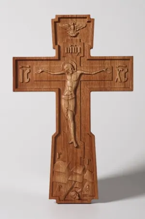 Cross №1 with 3D with carving (oak)
