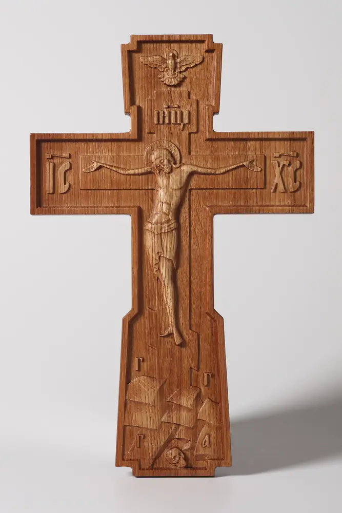 Cross №1 with 3D with carving (oak)