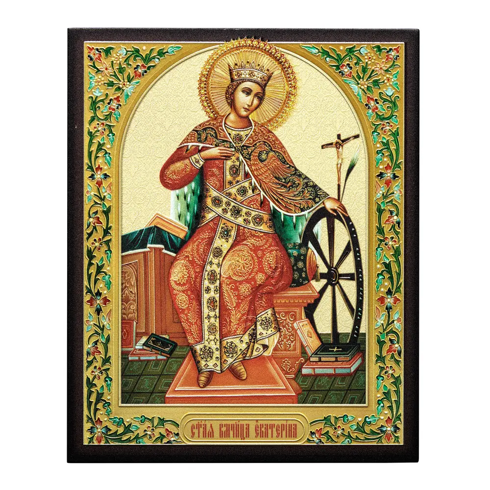 Икона на доске 13х15 объёмная печать, лак Екатерина
