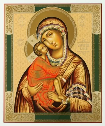 Icon on wooden panel 30×40 double embossing, chipboard, PVC Don Mother of God 01