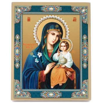 Icon on board 18×24 gilded finish, 3D print, varnish Unfading Flower