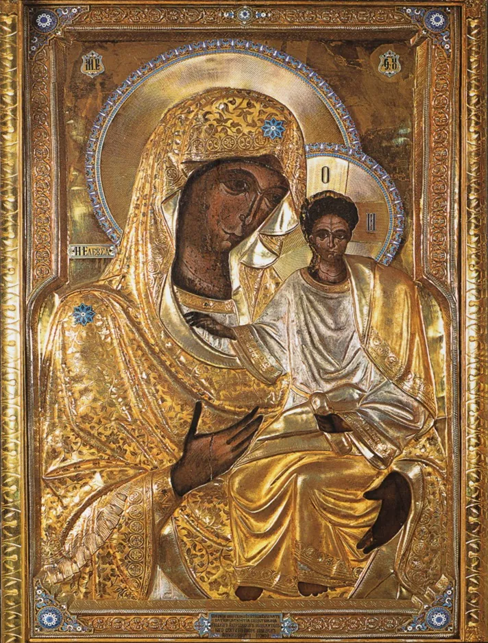 Icon on wooden panel 18×24 film Smolensk Mother of God