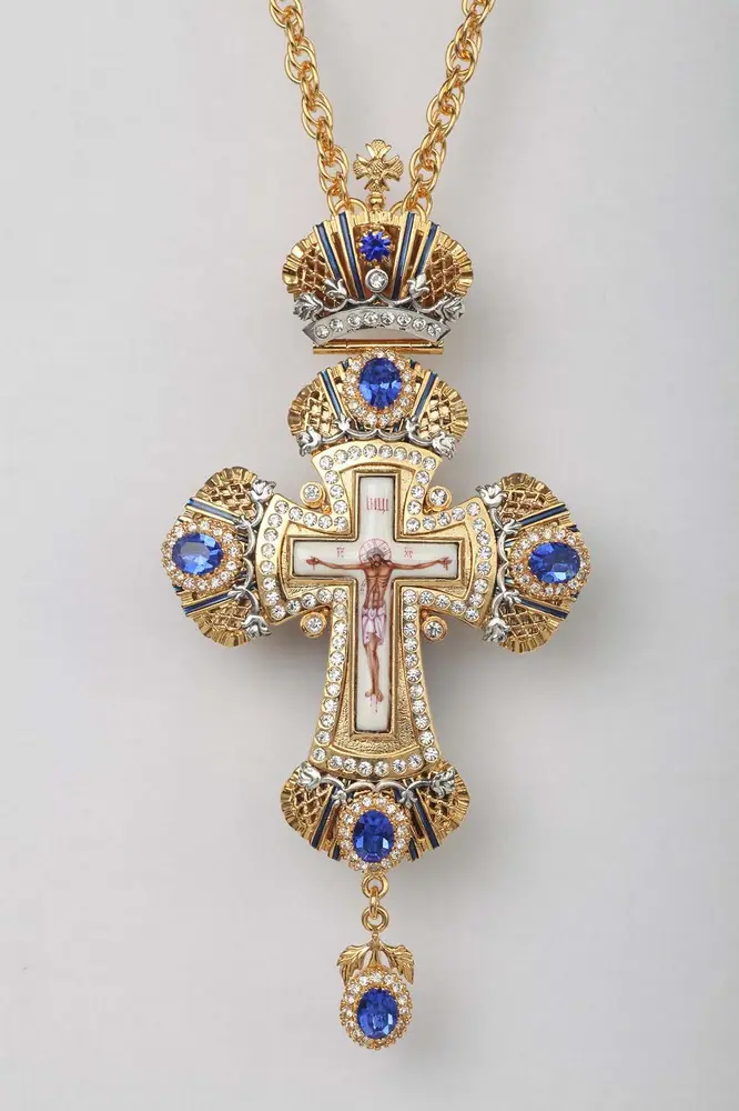 Pectoral cross №28 / gilding / silver enamel