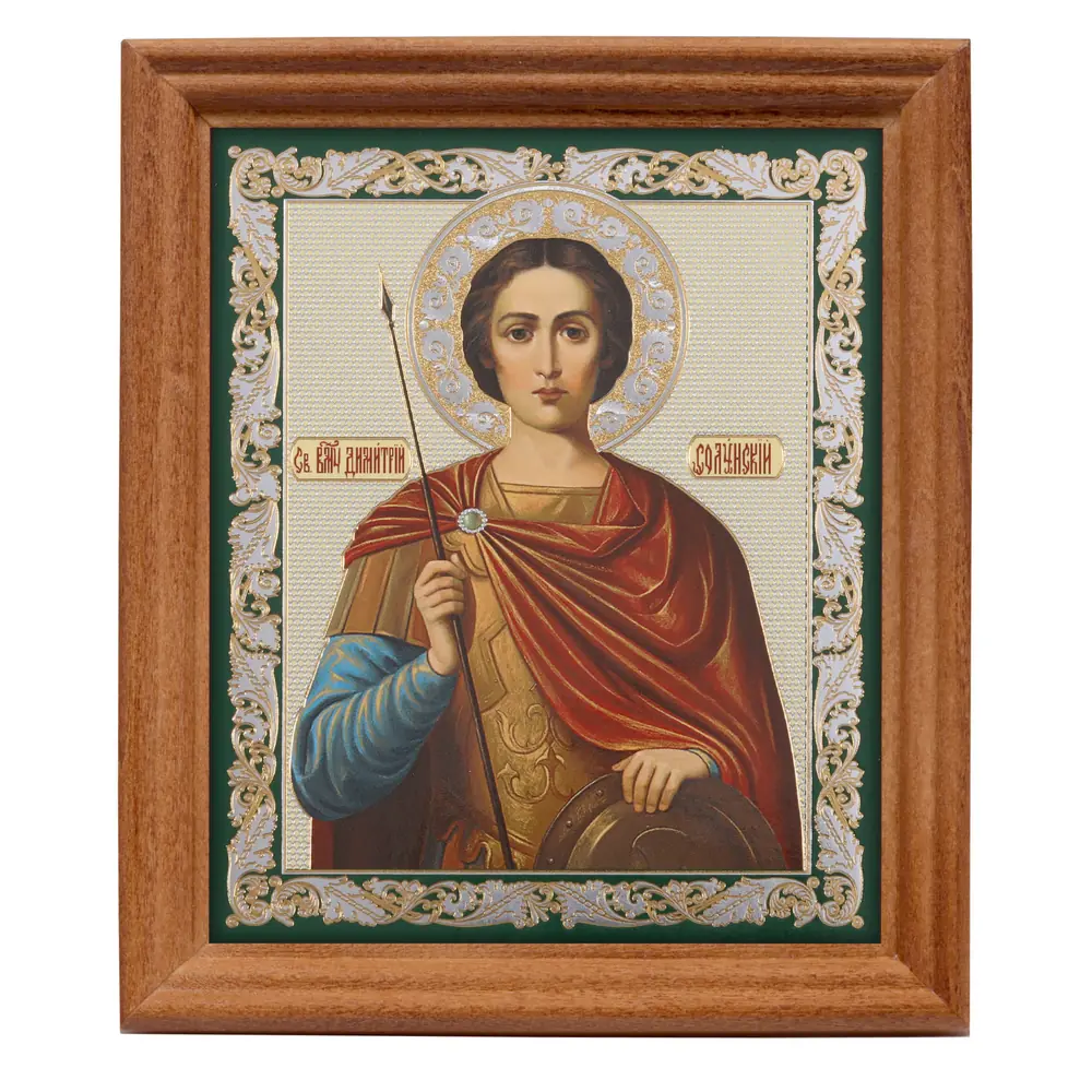 ხატი ხის ჩარჩოში №3 11×13 ორმაგი ტვიფრი დიმიტრი თესალონიკელი 2