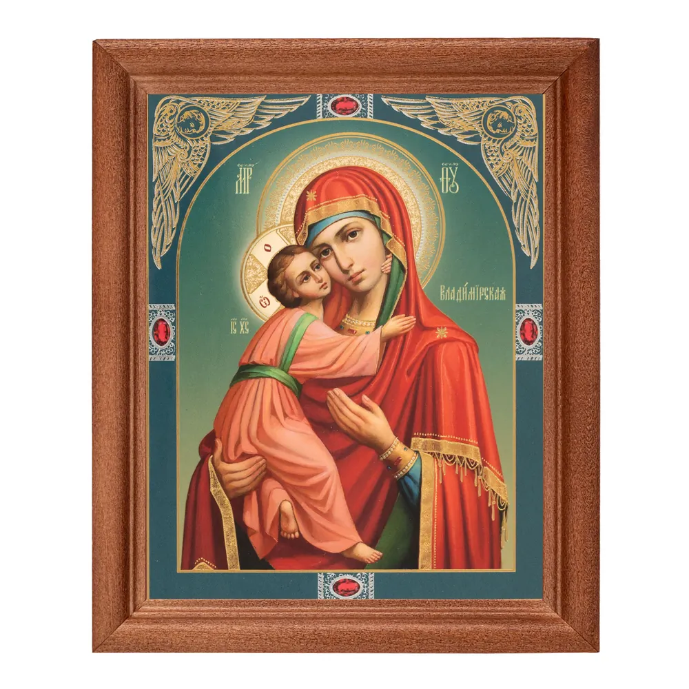 Icon in wooden frame №1 11×13 double embossing Vladimir Mother of God 5