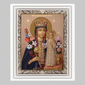 Icon in wooden frame №3 11×13 (white) double embossing Unfading Flower 4
