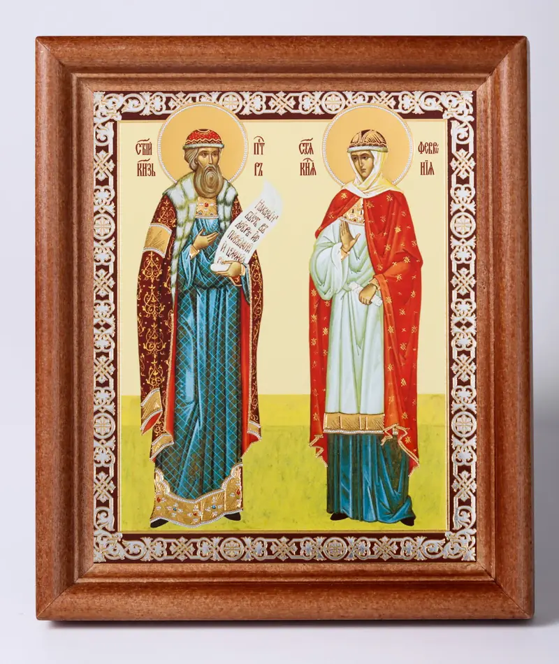Icon in wooden frame №1 11×13 double embossing Peter and Fevronia 3