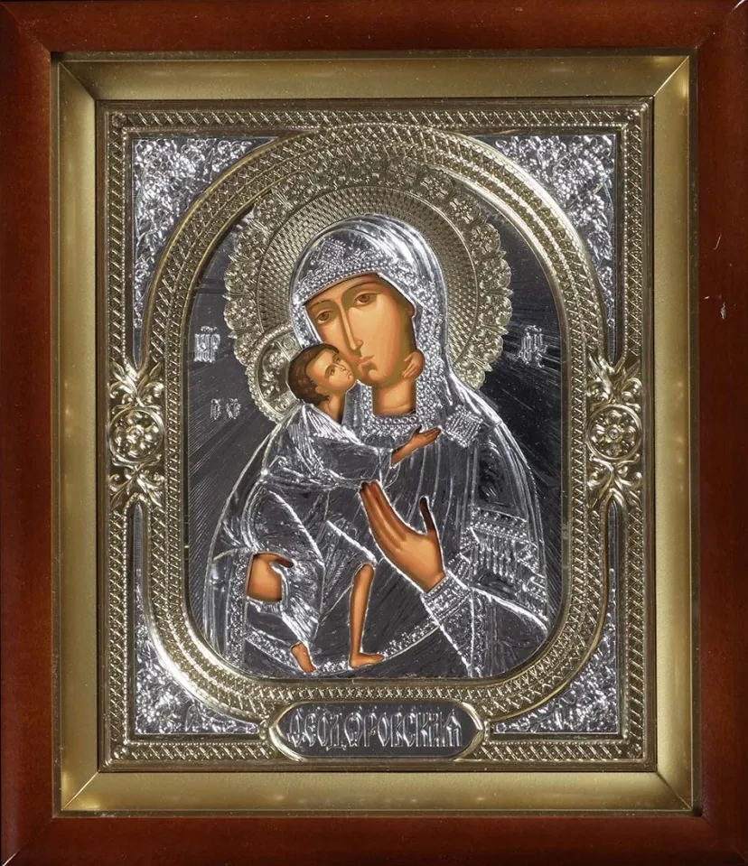 Icon in icon case 18×24 complex, tempera, 3D riza №1 Feodorovskaya Mother of God