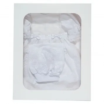 Baptismal set for a girl (dress, headscarf-cap, baptismal towel 1×0,8 m) in gift box