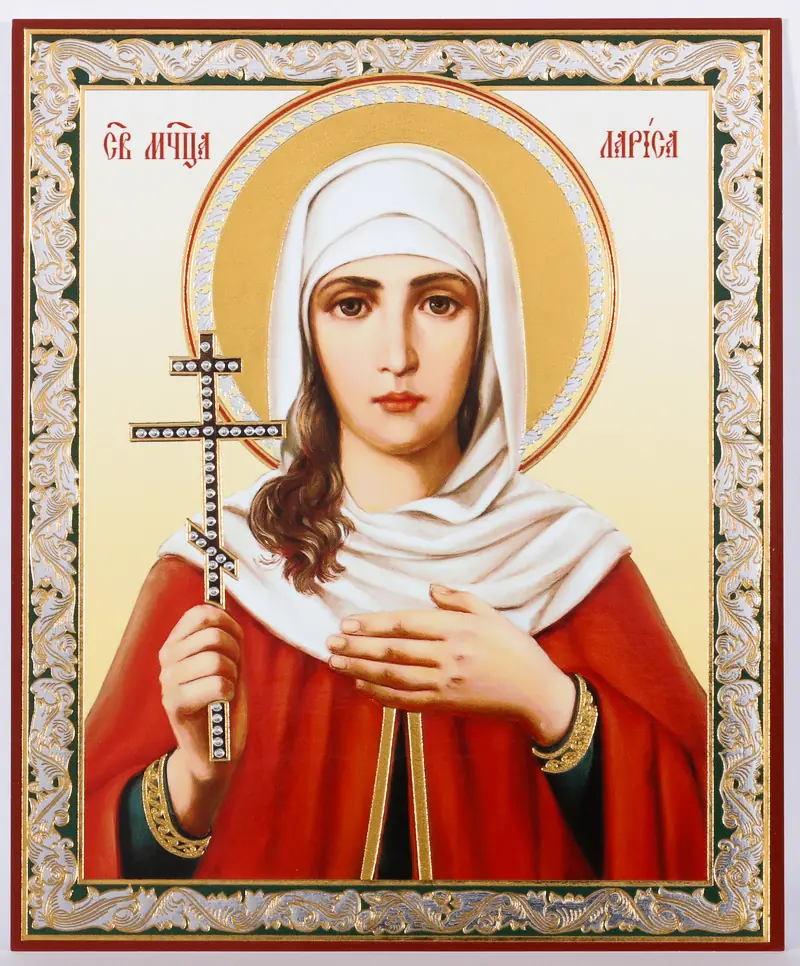 Icon on wooden panel 11×13 double embossing Larisa of Gothia Martyr (3)