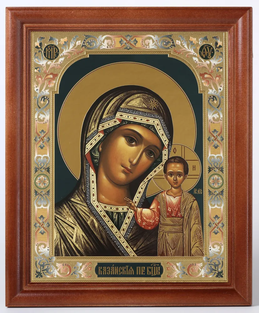 Icon in wooden frame 24×30 blind embossing (without glass) Kazan Mother of God 29