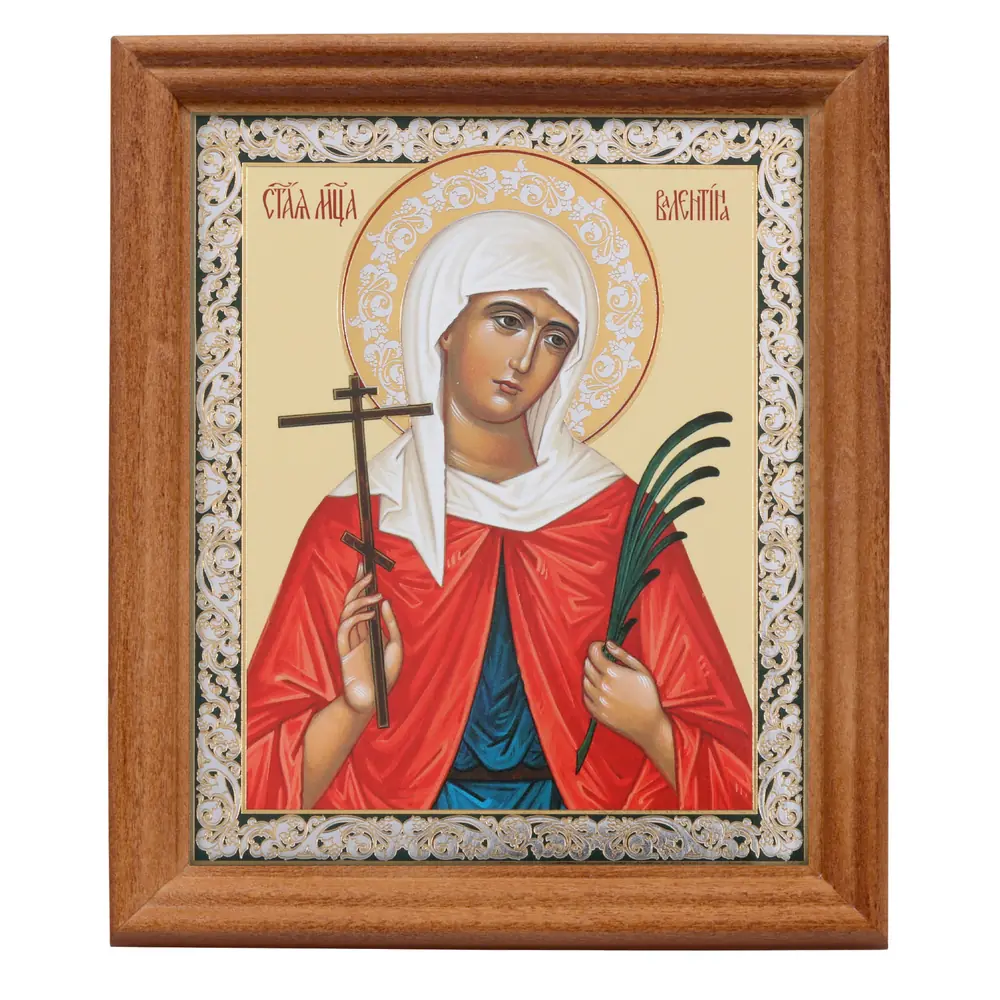 Icon in wooden frame №3 11×13 double embossing Valentina of Caesarea, virgin, Martyr (3)