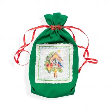 Pouch for Christmas gifts with machine embroidery 18×32 №2