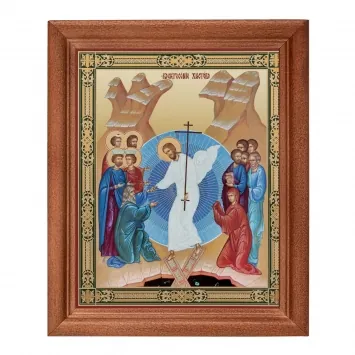 ხატი ხის ჩარჩოში №1 11×13 ორმაგი ტვიფრი ქრისტეს აღდგომა 70