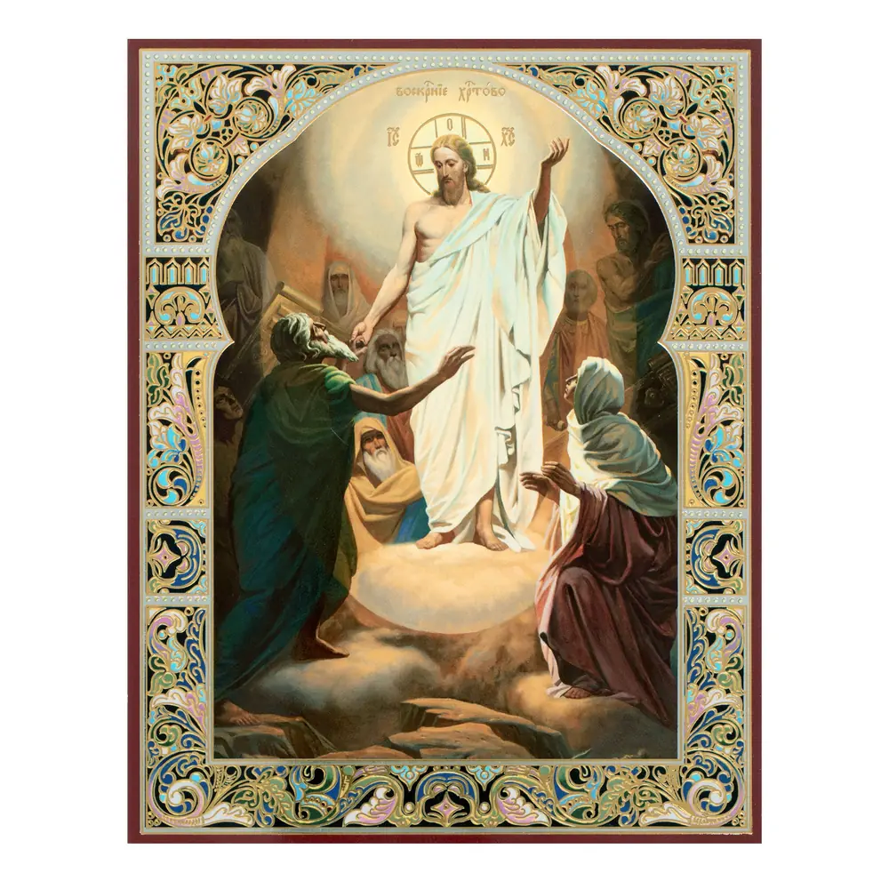 Icon on hardboard №1 11×13 double embossing Resurrection of Christ 68