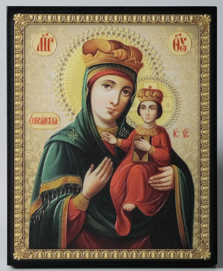 Icon on board 13×15 3D print, varnish Ozeryany Mother of God