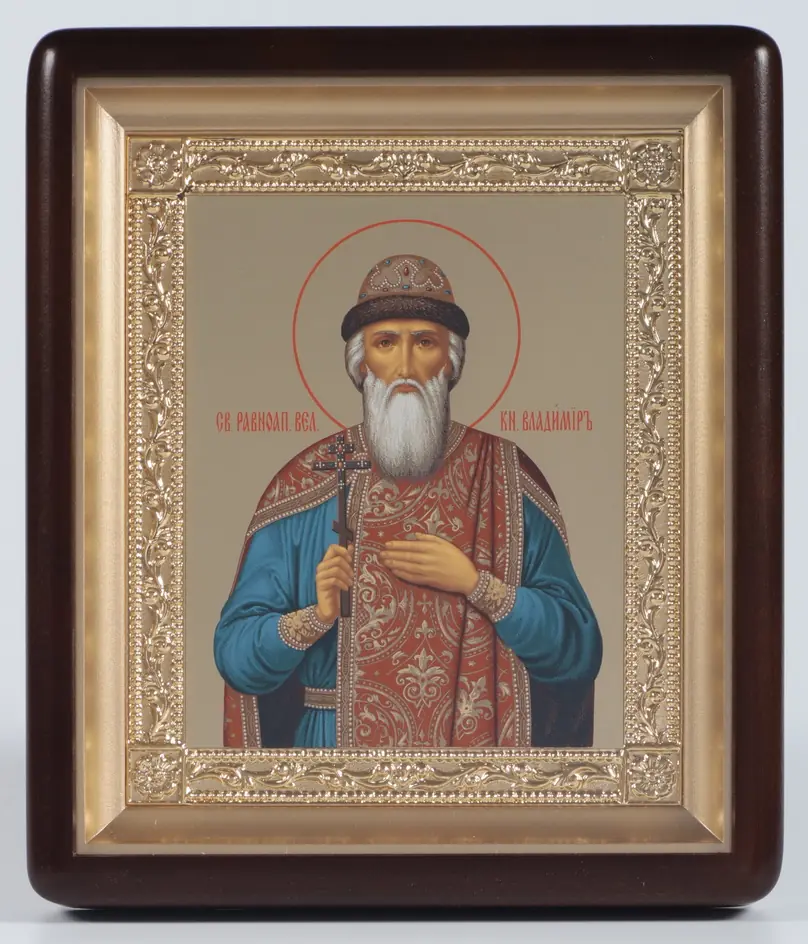 Icon in icon case 18×24 shaped, tempera №8, gilded frame Vladimir Equal-to-the-Apostles Prince of Kiev 1