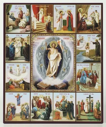 Icon on board 33×40 3D print, varnish Resurrection of Christ 2