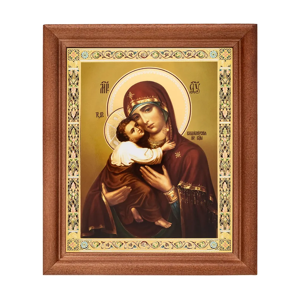 Icon in wooden frame №1 11×13 double embossing Vladimir Mother of God 40