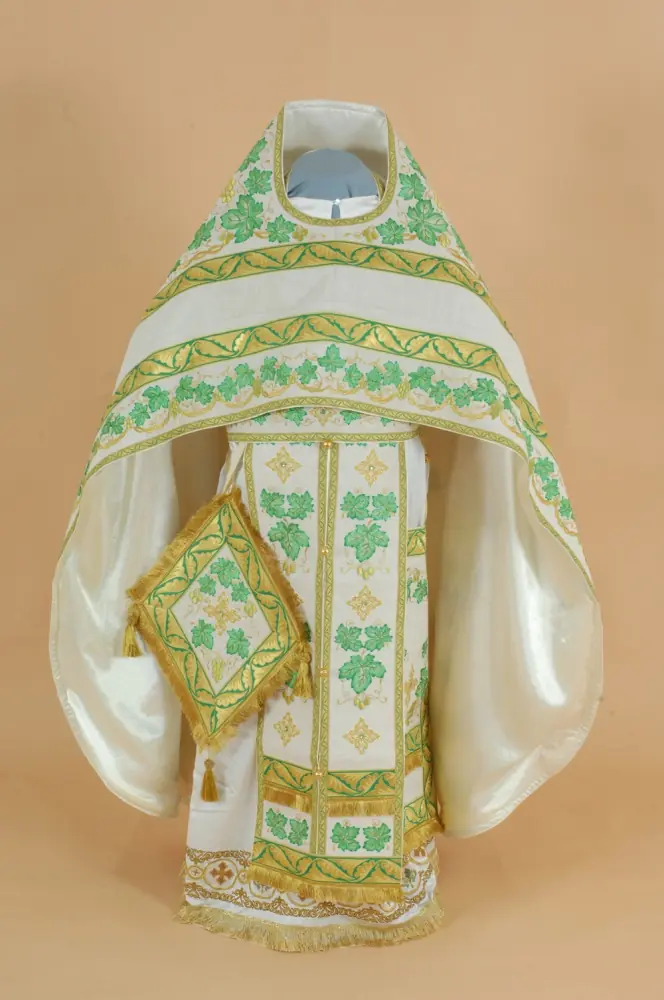 Priest's vestment №36 linen satin-stitch embroidery sewn-on galloon