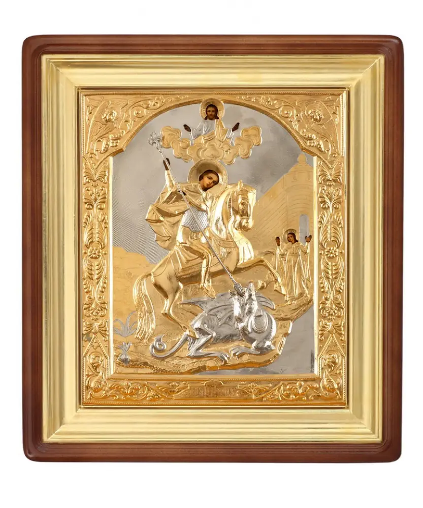 ფერწერული ხატი კიოტში 30×40 ზეთი, მოჭედილობა №38, კიოტი №1 გიორგი ძლევამოსილი