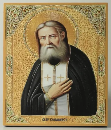 Icon on board 22×26 3D print, varnish Seraphim of Sarov 2