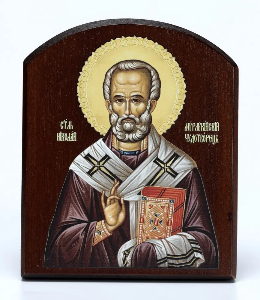 Icon on board 10×12 3D print, arched, varnish Nicholas the Wonderworker 4