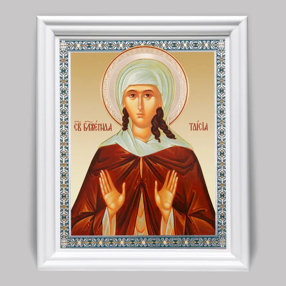 Icon in wooden frame №3 11×13 (white) double embossing Thais 2