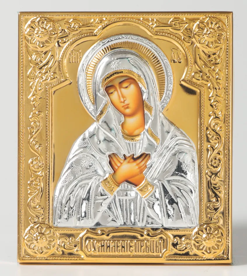 Stamped icon 6 * 7 / photo / gilding / silver Tenderness