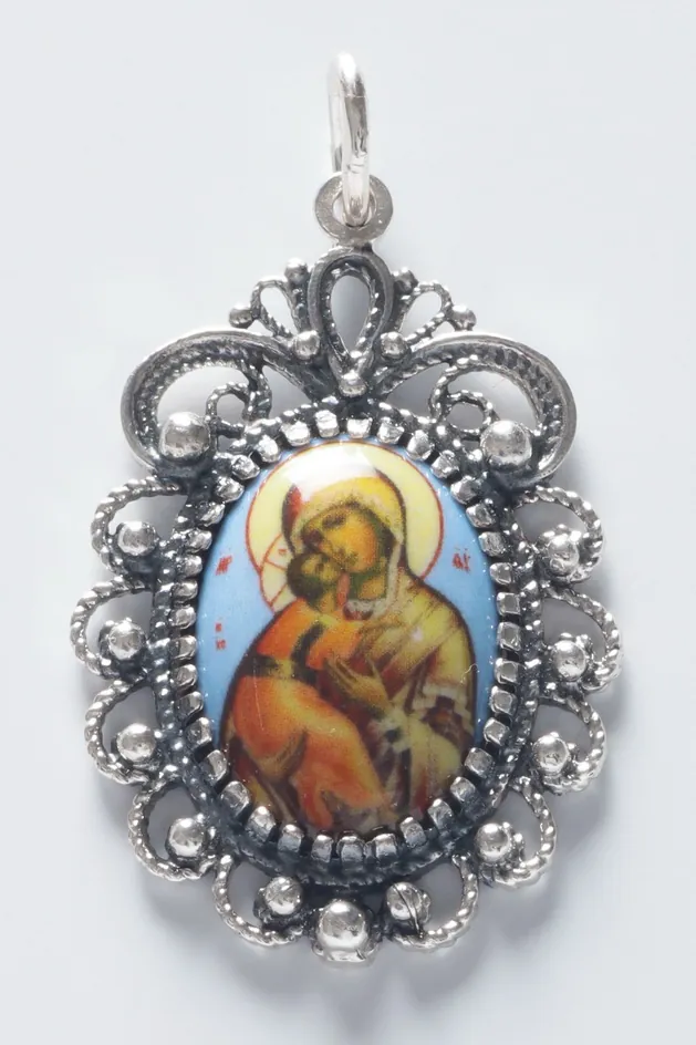 Neck icon №21 decal silver Vladimir Mother of God