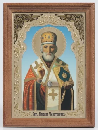 Icon in wooden frame 18×24 blind embossing (without glass) Nicholas the Wonderworker 14