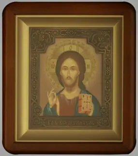 Icon in icon case 11×13 shaped, photo, frame patinated Saviour