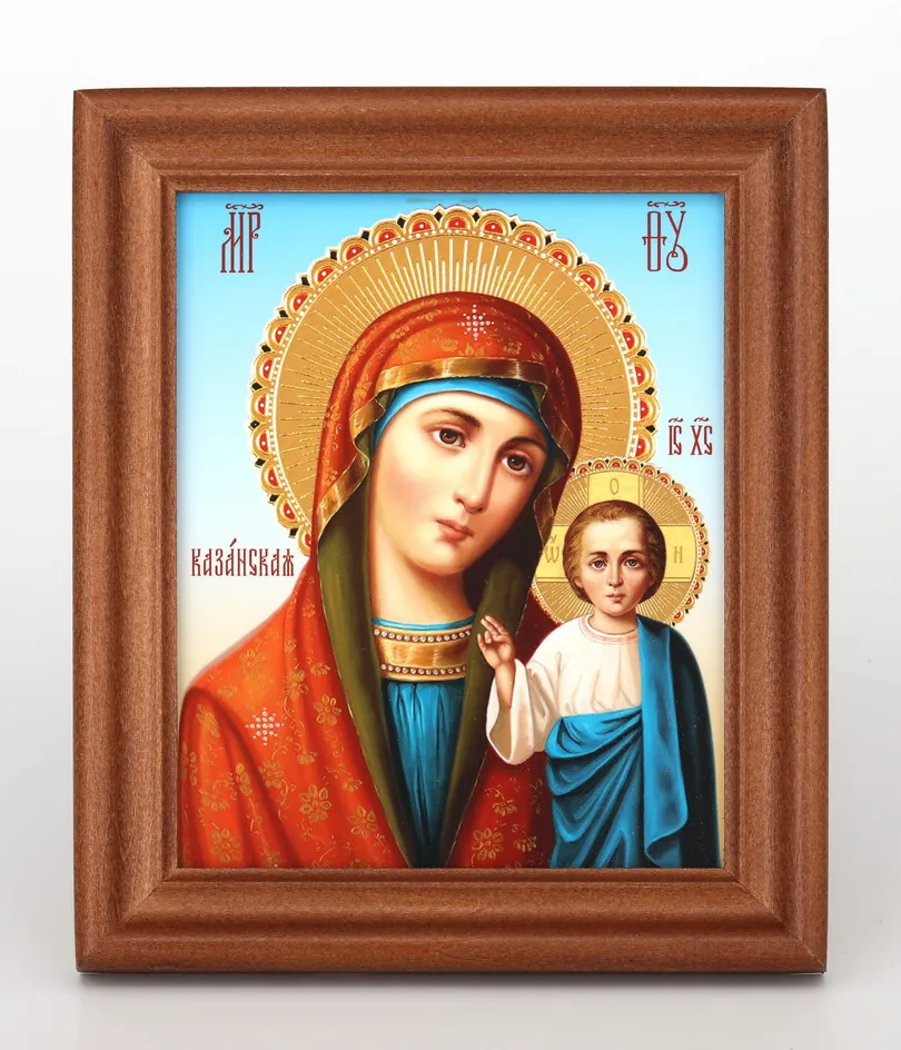 Icon in wooden frame №2 11×13 film Kazan Mother of God