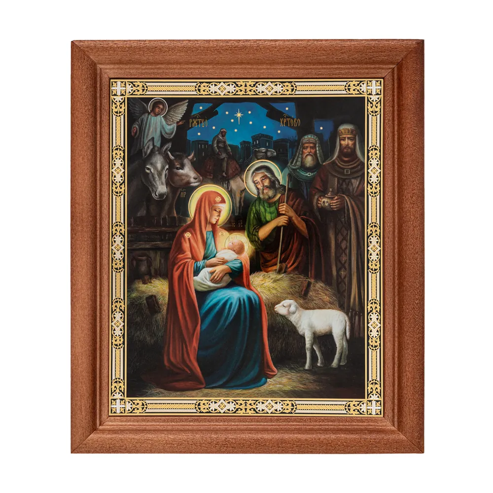 Icon in wooden frame №1 11×13 double embossing Nativity of Christ 67