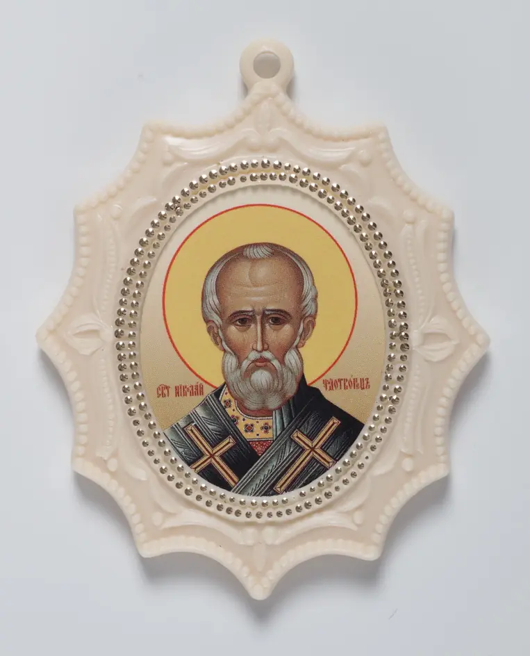 Icon in plastic frame car icon “Medallion” Nicholas the Wonderworker