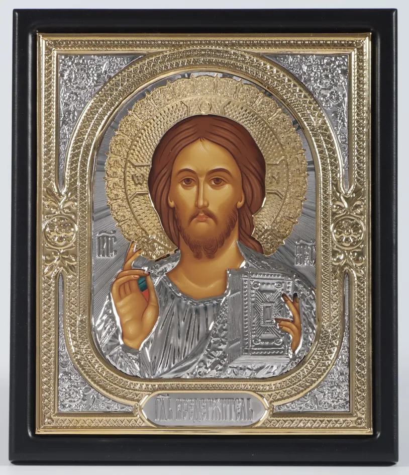 ხატი მოჭედილობაში 18×24 მოცულობითი №1, დაფა, ტემპერა, შეფუთვა მაცხოვარი