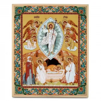 Icon on board 18×24 gilded finish, 3D print, varnish Resurrection of Christ 4