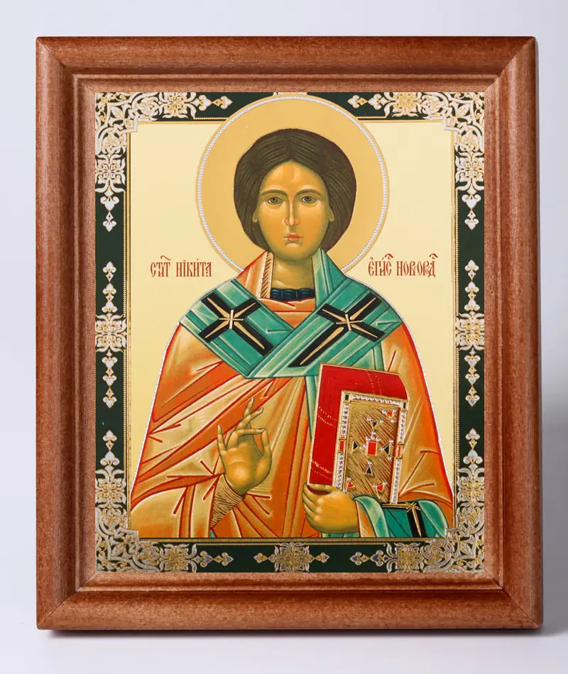 Icon in wooden frame №1 11×13 double embossing Nicetas of Novgorod