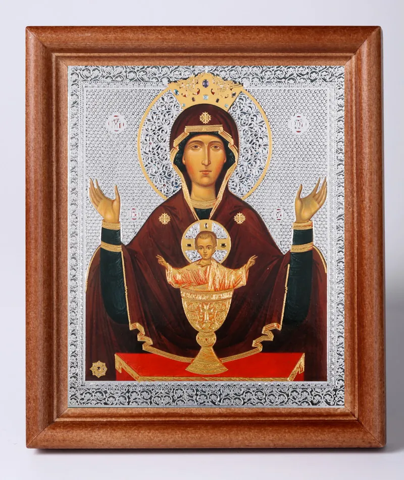 ხატი ხის ჩარჩოში №1 11×13 ორმაგი ტვიფრი უშრეტი სასმისი