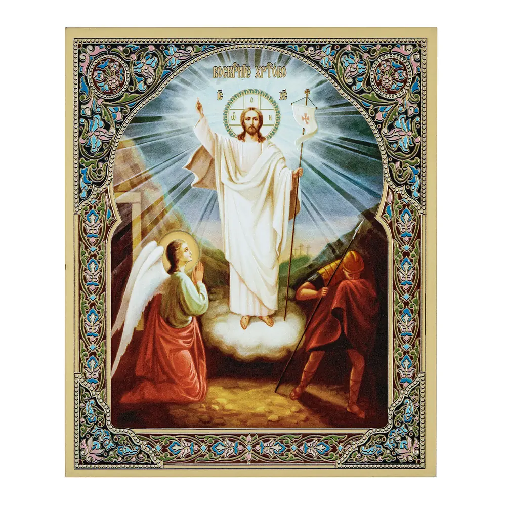 Icon on board 18×24 gilded finish, 3D print, varnish Resurrection of Christ 5