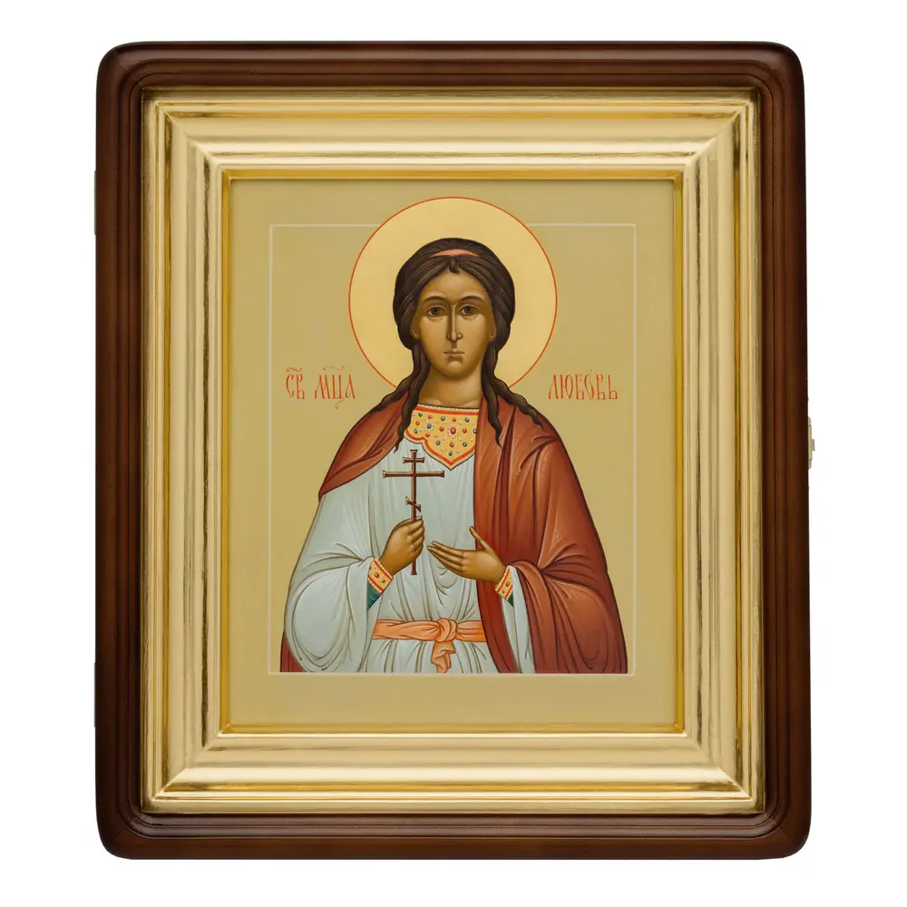 ფერწერული ხატი დაფაზე კიოტში 18×24 ზეთი, მოოქროვილი შარავანდედი, კიოტი №1 სიყვარული, 03930
