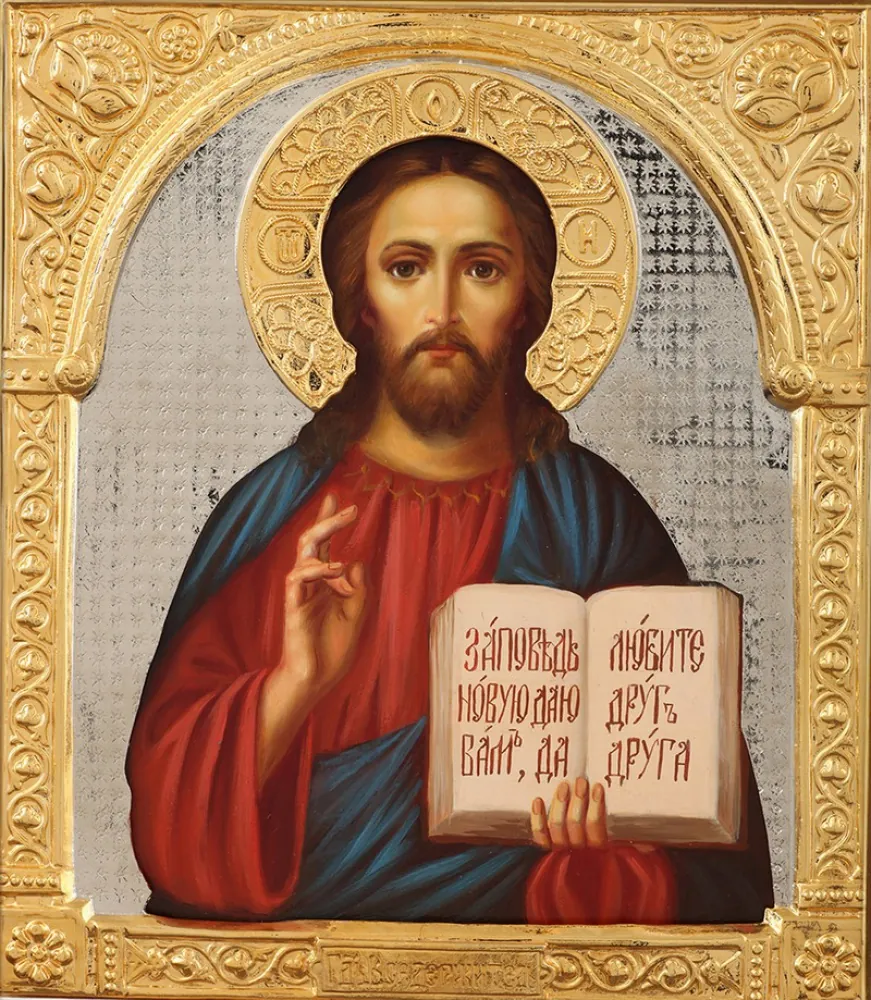Painted icon of the Saviour 24×30, oil, riza cover №34, gilding