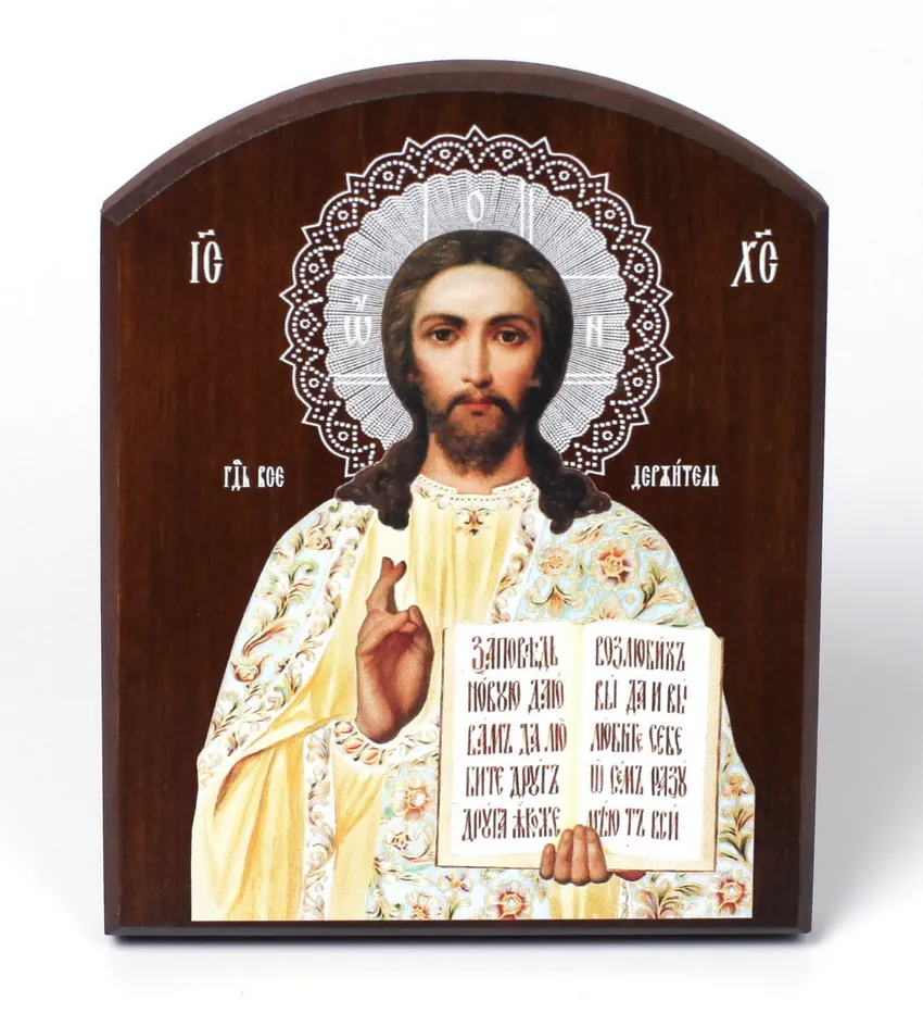 Icon on board 10×12 3D print, arched, varnish Saviour