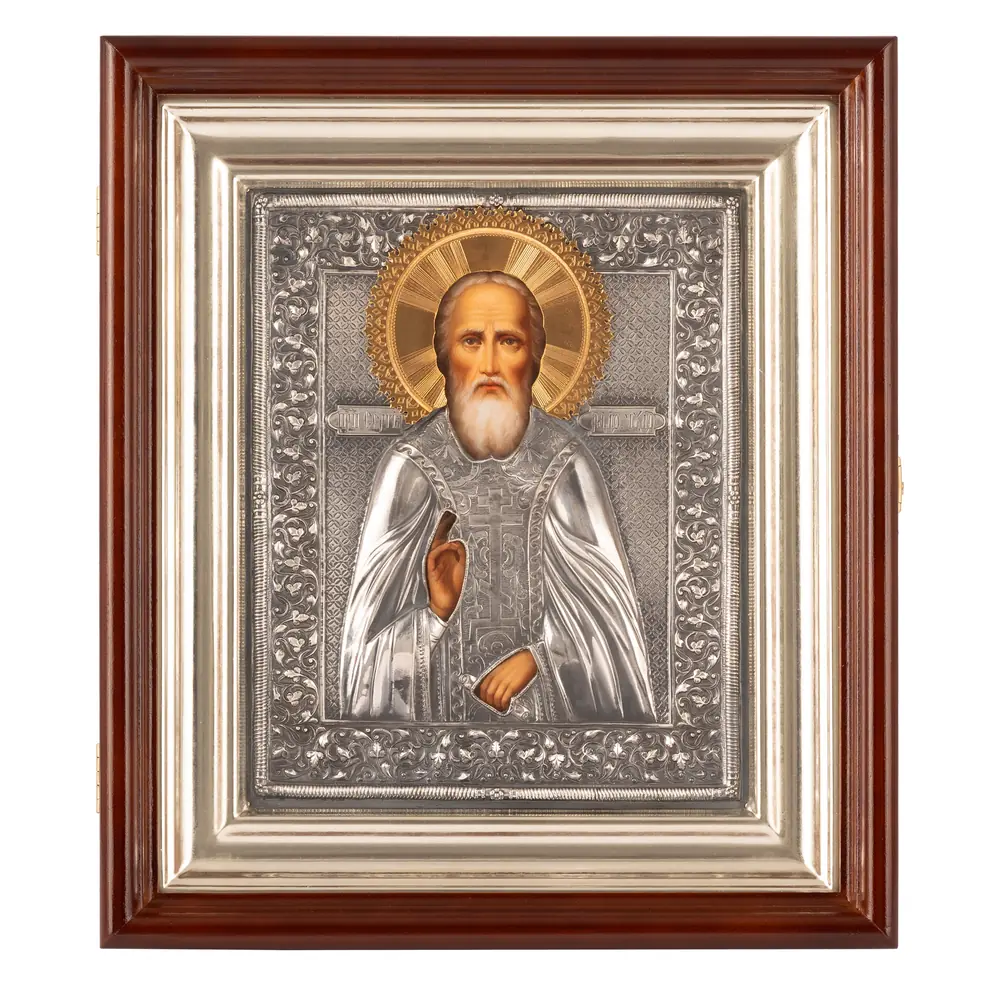 ფერწერული ხატი კიოტში 18×24 ზეთი, მოჭედილობა №280, გაშავებული მოვერცხლვა, კიოტი №1 სერგი რადონეჟელი