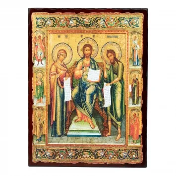 Icon on board 30×40 3D print, varnish №1 Saviour with attendant saints