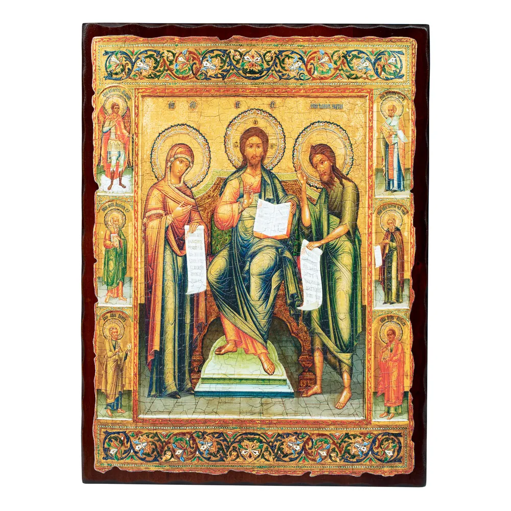 Icon on board 30×40 3D print, varnish №1 Saviour with attendant saints